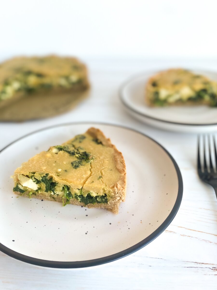 Spinach Quiche w/ Flaky Crust (vegan)